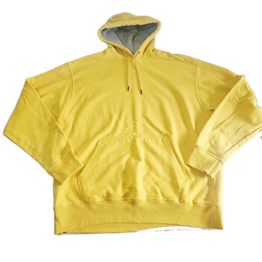 Vintage Champion Hoodie Yellow Pullover Men's Size XL Drawstring